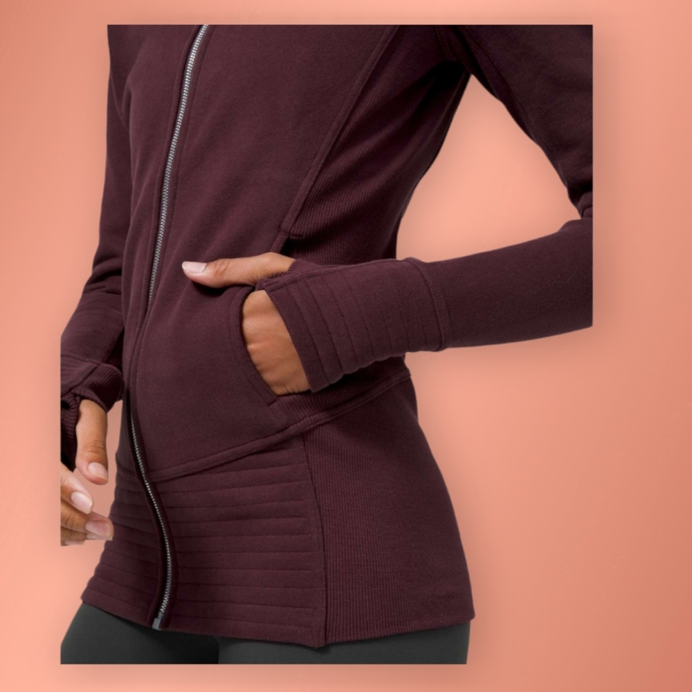 Lululemon Radiant Jacket II Cassis Cotton Fleece Size 6 - Picture 9 of 11